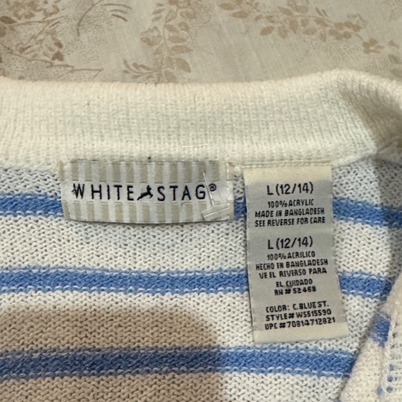 Vintage Preppy White Stag Blue and White Striped Sweater - Picture 2 of 4